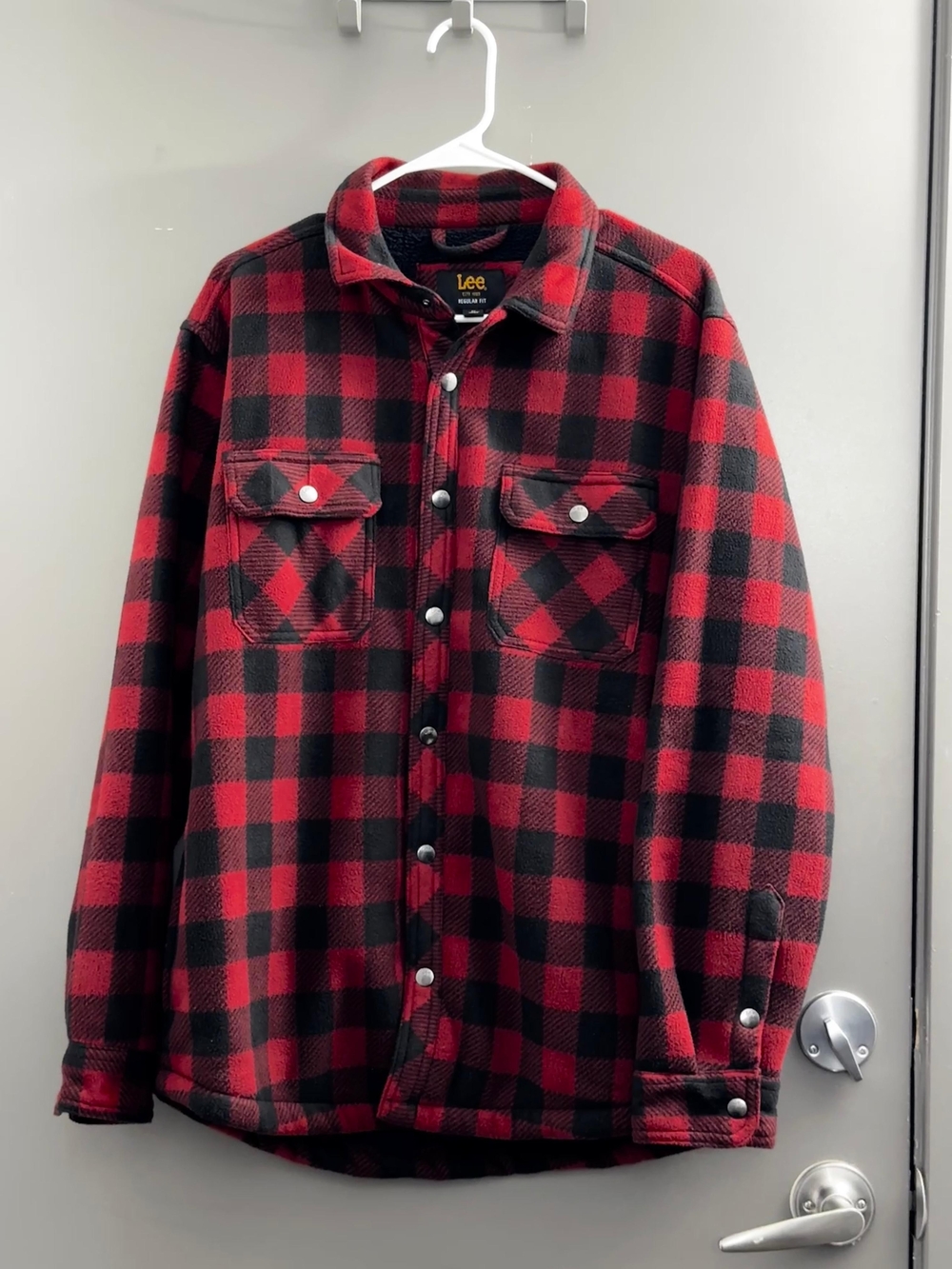 Lee Red and Black Buffalo Plaid Snap-Front Shirt Jacket